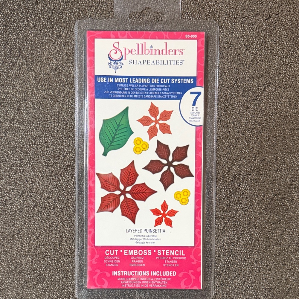 Spellbinders Shapeabilities Layeted Poinsettia S5-055 NWT